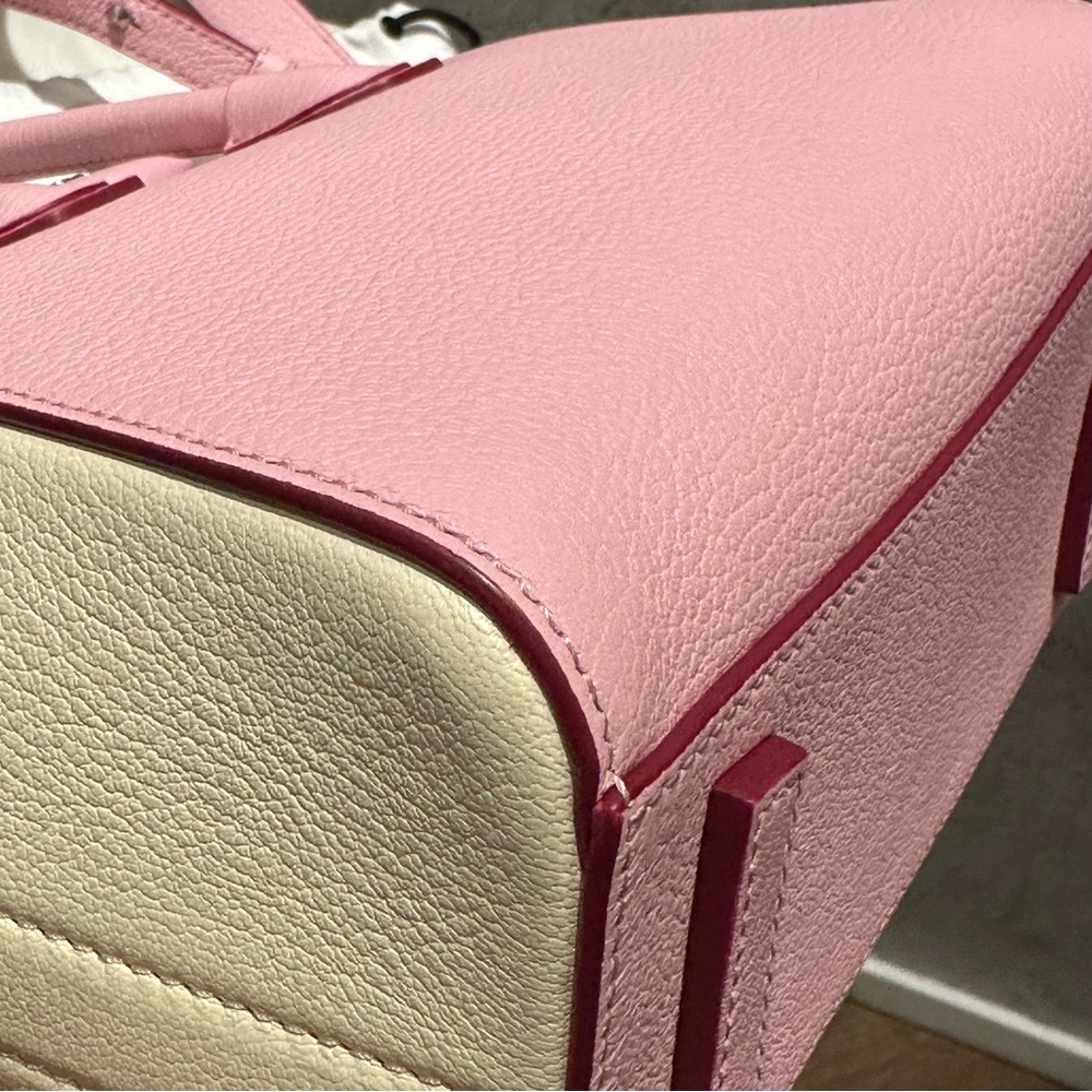 AUTH GIVENCHY PARIS PINK WHITE BICOLOR LEATHER MINI PANDORA BAG TOTE ZIP BAG - Picture 12 of 16